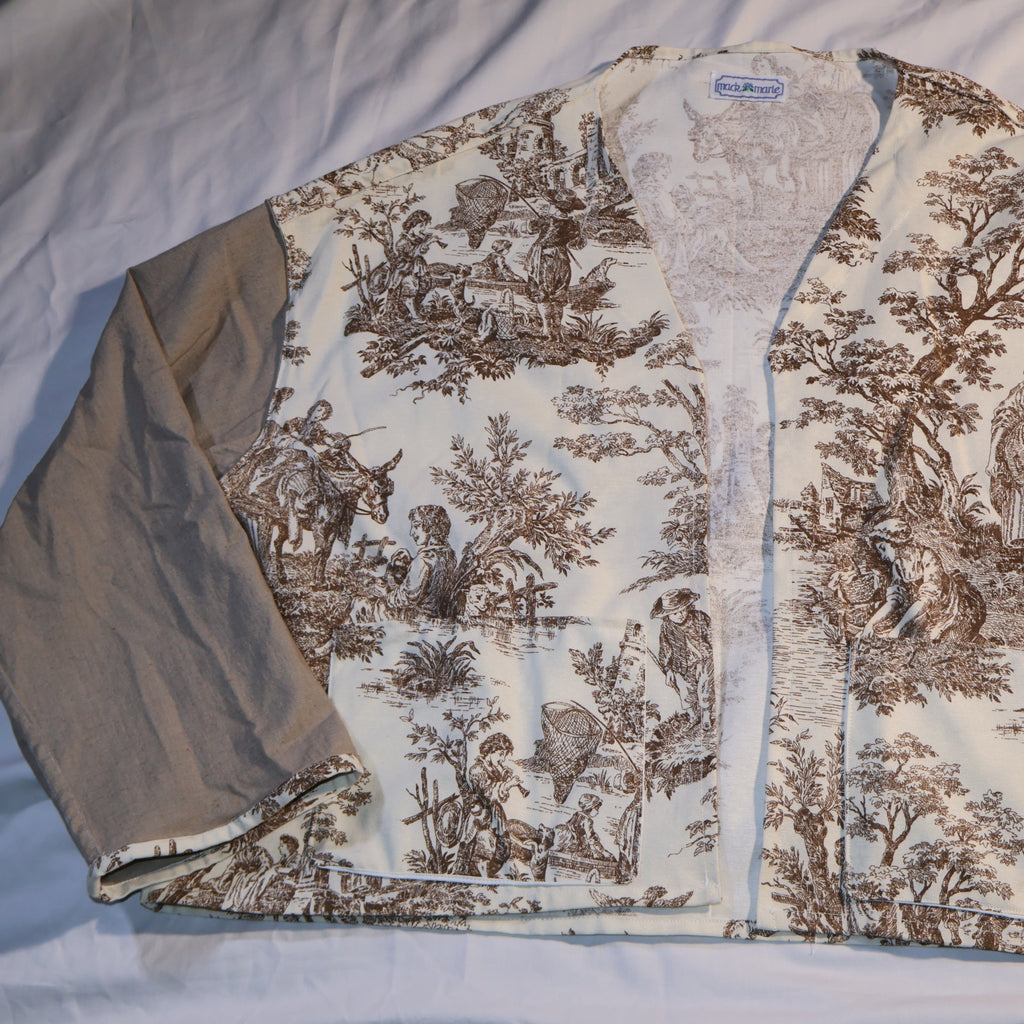 Brown Toile Tan Sleeve
