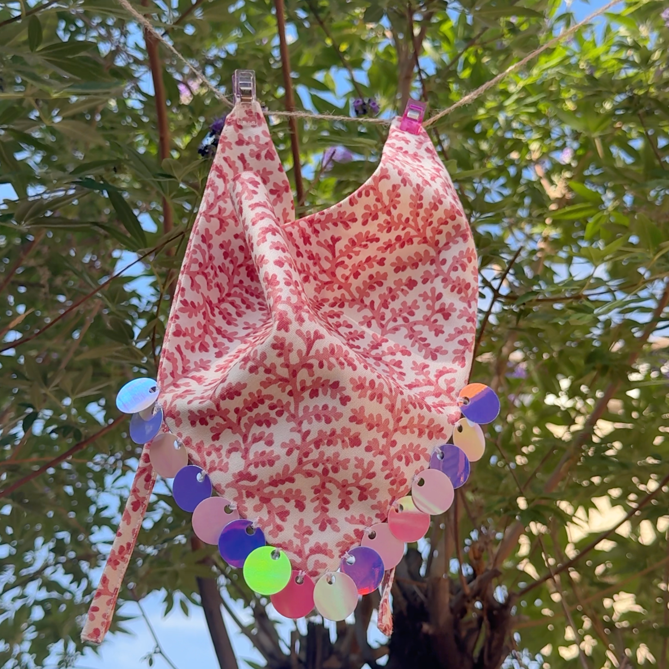 Pink sequin scarf